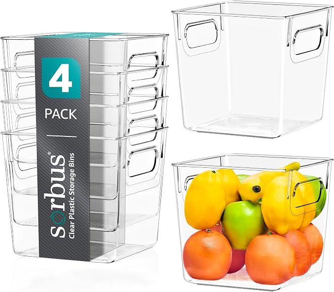 Sorbus Small Clear Plastic Storage Bins by Sorbus