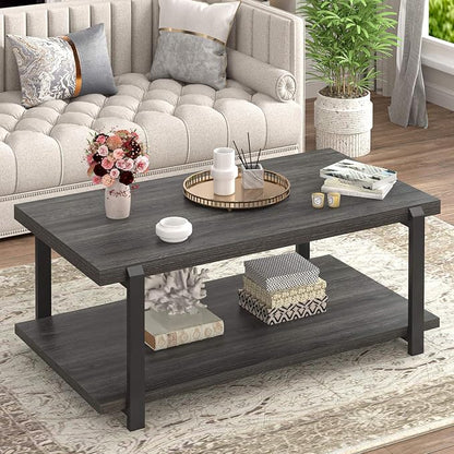 FOLUBAN Modern Coffee Table, Rustic Wood Center Table by FOLUBAN