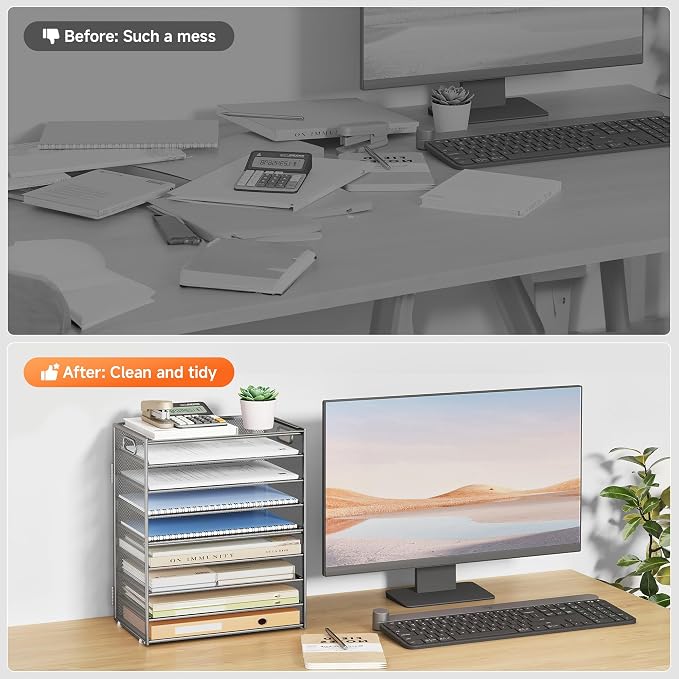 SUBEKYU 9 Tier Paper Organizer for Desk - Image 7