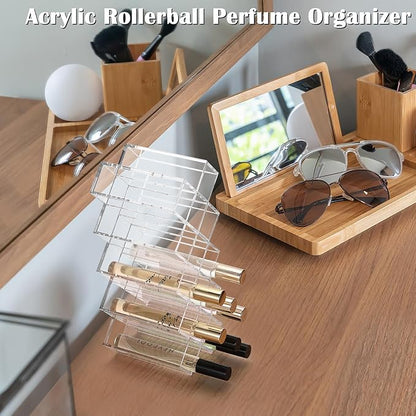 ELLDOO Rollerball Perfume Organizer, 14 Spaces Clear Acrylic Perfume Storage - Image 6