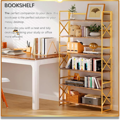 4NM Extra Wide 6 Tiers No Assembly Book Shelves, 61.8" H Folding Bookshelf - Image 3