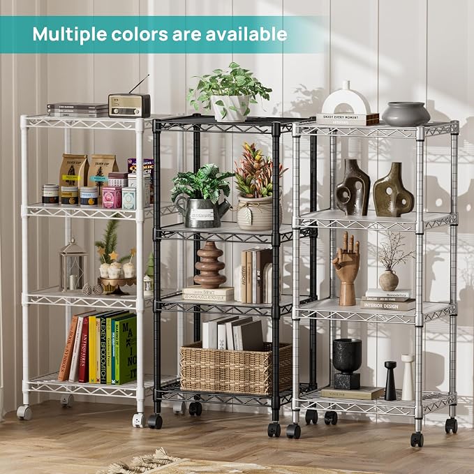 SINGAYE 4 Small Shelves Storage Shelf Wire Shelving Unit Metal Shelf Adjustable - Image 8