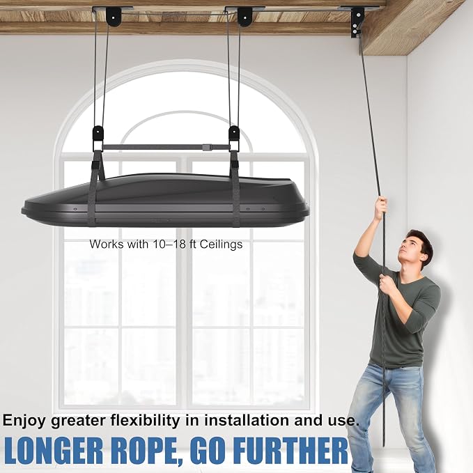 Cargo Box Pulley System for Garage Storage, Heavy-Duty - Image 3