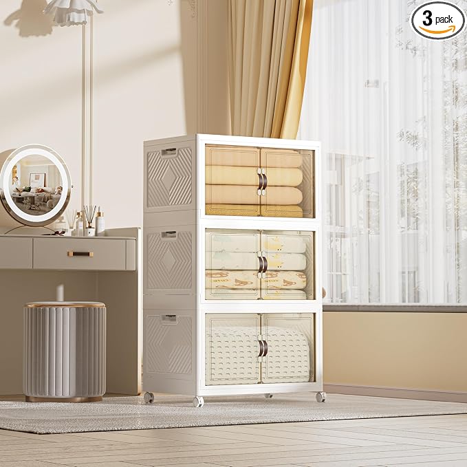 312 QT / 78 Gal Large Foldable Stackable Plastic Storage Cabinet by Unknown