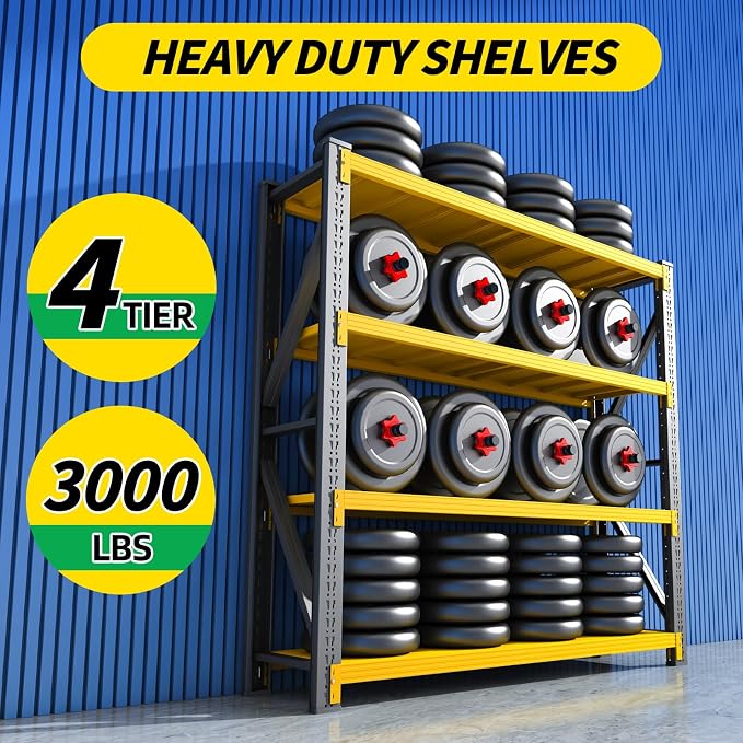 3000LBS Heavy Duty Storage Shelves, 4-Tier Adjustable Garage Organization - Image 4
