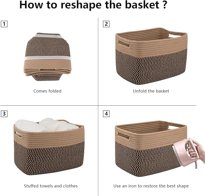 OIAHOMY 4 Pack Storage Baskets for Organizing, Basket for Shelves - Image 7