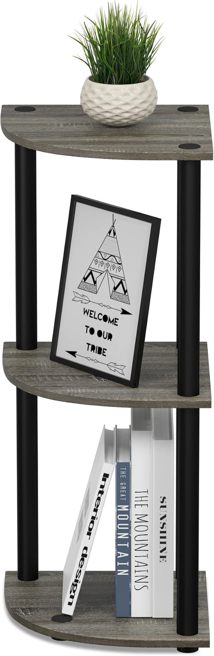 Furinno TURN-N-TUBE Corner Shelf, 3-Tier Corner Bookshelf, Display Storage - Image 3