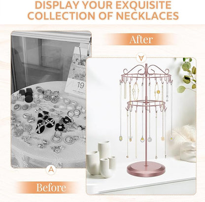 iDavosic.ly 2 Tier Rotating Necklace Holder Organizer - Image 6