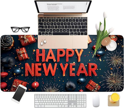 Happy New Year Gaming Mouse Pad 35.4"x15.7"Desk Mat Anti-Slip Rubber Base & - Image 8