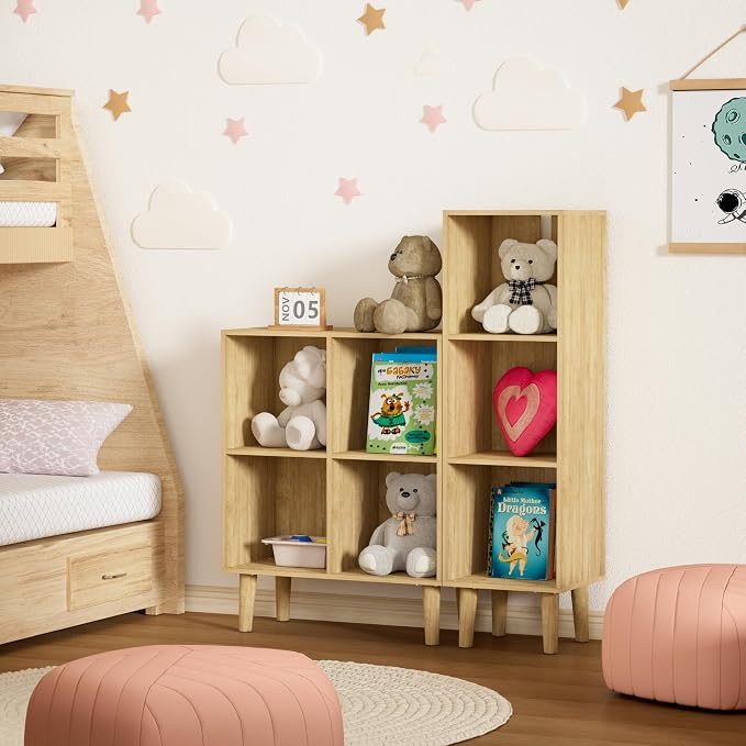 4 Cube Bookcase, Wooden Book Shelf Cube Storage Organizer - Image 9