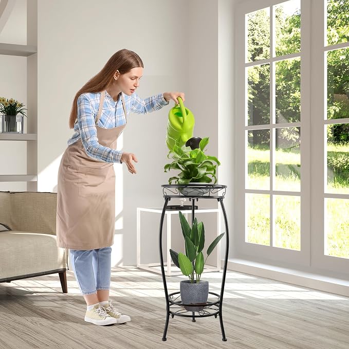 Plant Stand Indoor Outdoor 27.1'', 2 Tier Tall Metal Plant Stands, Heavy Duty - Image 3