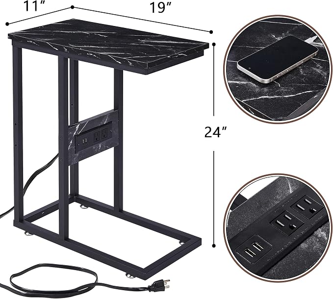 VECELO C Shaped End Side Table - Image 3