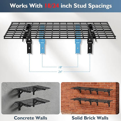 AIRAJ Foldable Garage Wall Mounted Shelving, 660Lbs Capacity, Floating Storage - Image 5