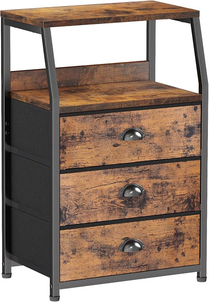 Furnulem Nightstand with 3 Fabric Drawers, Small Bedroom Storage Cabinet | by Furnulem