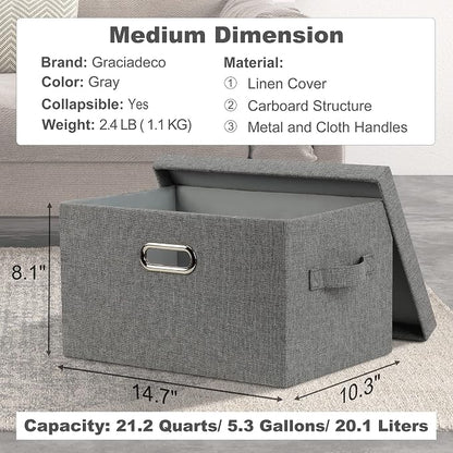 Medium 15" 21 Quart Collapsible Stackable Storage Bins - Image 2