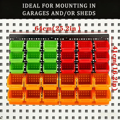 30-Bin Wall Mounted Storage Bins Kit, Tool Organizer Rack, Garage Hardware - Image 2