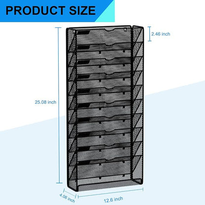 Hanging Wall File Organizer 10 Tier Wall Mounted File Holder Document Wall - Image 3