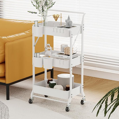 3-Tier Folding Rolling Utility Cart - Image 2