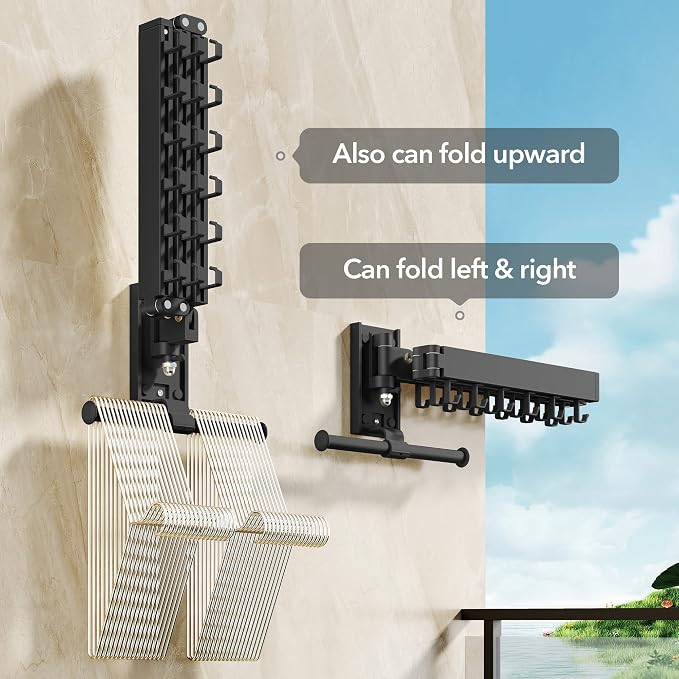 BOQORAD Drying Rack Clothing, Retractable Clothes Drying Rack, Wall Mounted - Image 7