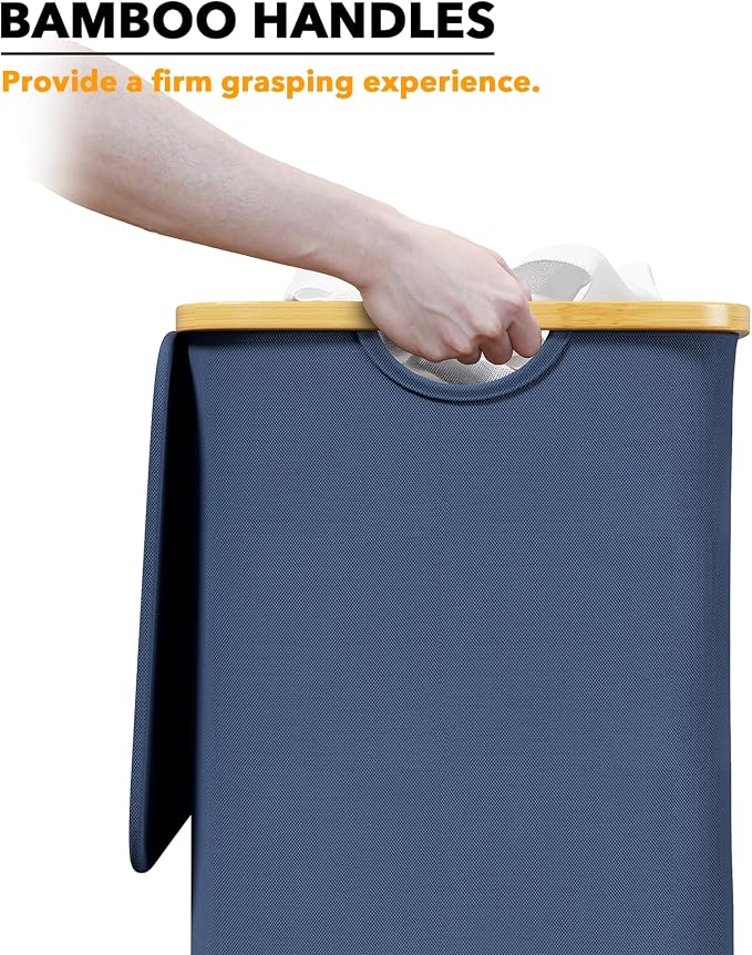 SpaceAid Laundry Hamper with Lid, 110L Large Tall Clothes Basket Bin with - Image 6