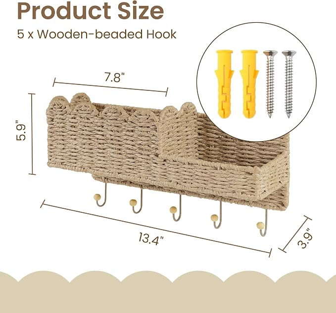 AELS Scalloped Woven Wall Mount Key Holder - Image 3