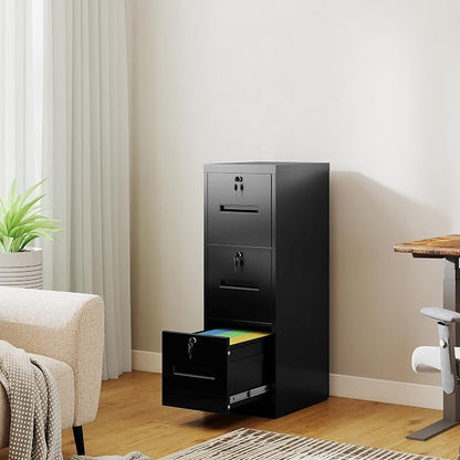 3 Drawer File Cabinet with 3 Locks, Metal Filing Cabinet Heavy Duty Vertical - Image 6
