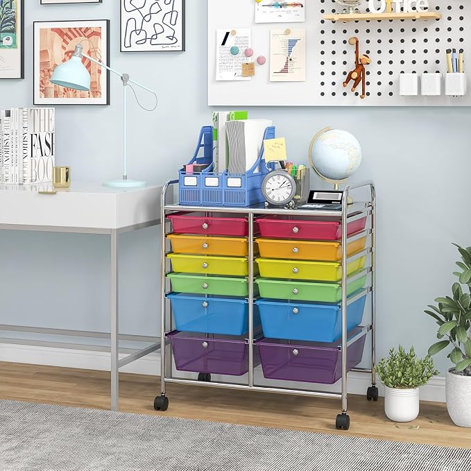 Giantex 12 Drawer Rolling Storage Cart Tools Scrapbook Paper Office School - Image 9