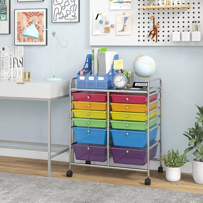 Giantex 12 Drawer Rolling Storage Cart Tools Scrapbook Paper Office School - Image 9