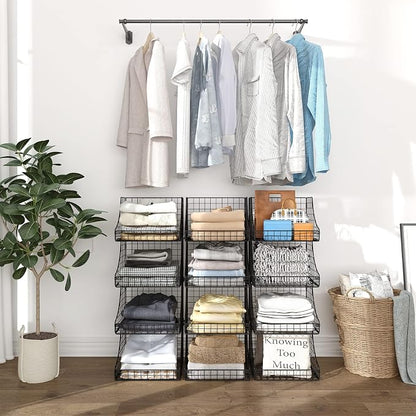 4-Pack Stackable Wire Baskets for Closet Organizers and Storage, Open Storage - Image 7