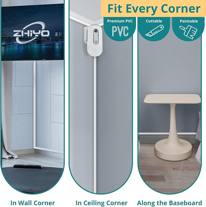 ZhiYo Corner Cable Hider for 1 Cord, Hide Wires on Wall Corner, Self-Adhesive - Image 2