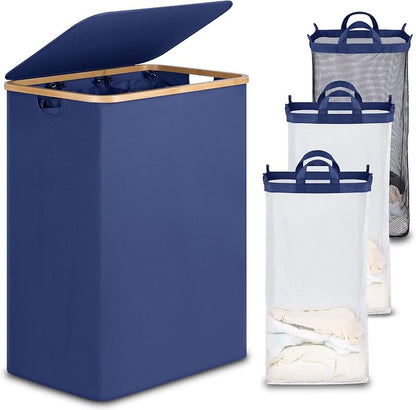 efluky Laundry Hamper with Lid, Trio Laundry Basket with 2 Removable Bags by efluky
