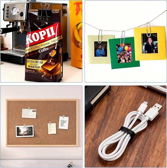 500 PCS Paper Binder and Clips Assorted Sizes Set, Office Supplies - Image 7