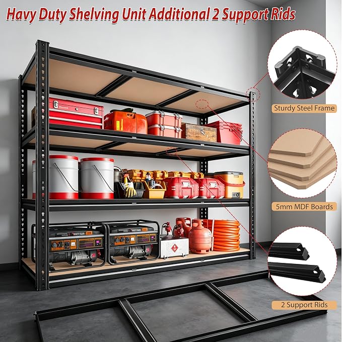 ROOMFAVE 48" W Garage Shelving 4-Tier Storage Shelves 2300LBS - Image 8