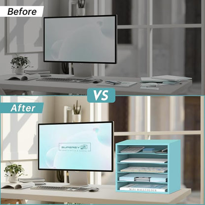 5 Tier Wood Desk Organizer, Mail Sorter and Paper Organizer - Image 6