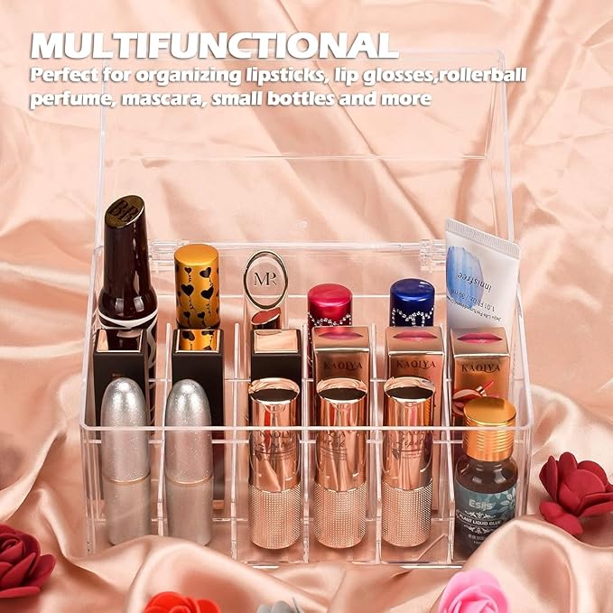 Lipstick Holder Display Case, 18 Slots Acrylic Organizer - Image 2