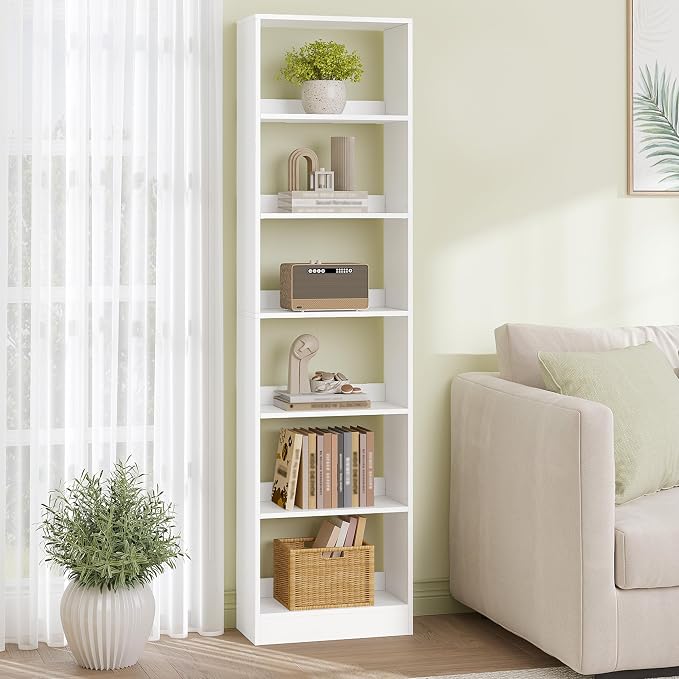 Hzuaneri Bookcase, Tall Narrow Bookshelf, Open Display Storage Shelf | Skinny by Hzuaneri