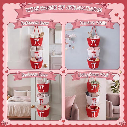 3-Tier Hanging Wall Basket Wall Mounted Woven Basket - Image 6