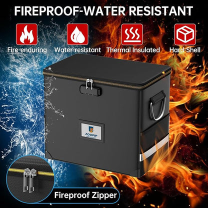 Fireproof File Organizer with Lock, Hard Safe Document Box, Filing Cabinet with - Image 2