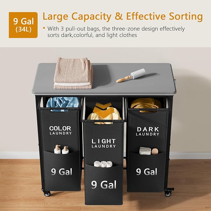 Gewudraw 3 Section Laundry Sorter - Image 5
