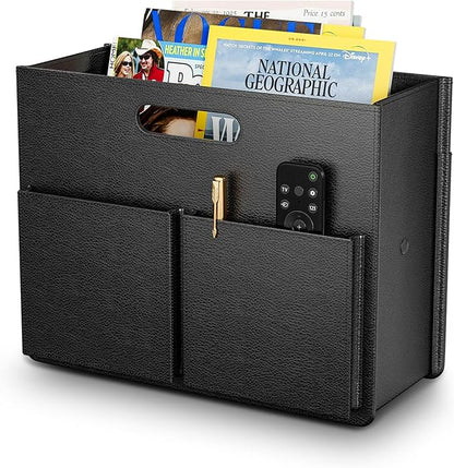 ABC life Magazine Holder Stable Magazine Rack Floor, Foldable PU Leather by ABClife