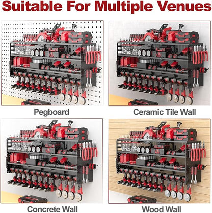 52" W Large Power Tool Organizer Wall Mount -4 Layer Heavy Duty Power Tool Rack - Image 6