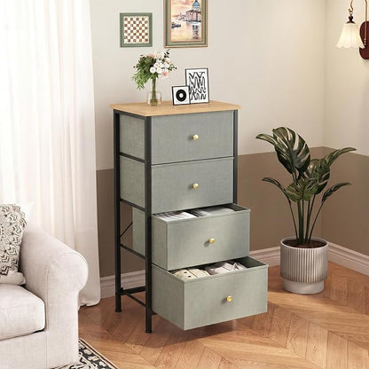 DUMOS Nightstand with 4 Drawers, Bedside Table with Removable Fabric Bins - Image 3