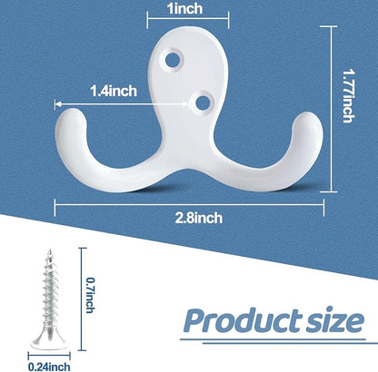 15Pack Coat Hooks Wall Hooks for Hanging, Heavy Duty Double Prong Metal Hook - Image 6