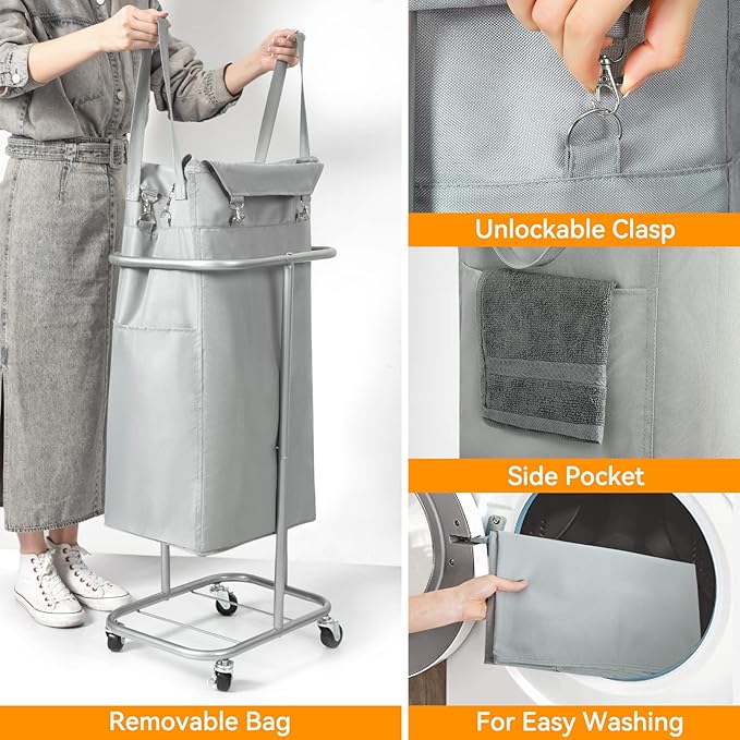 WOWLIVE 100L Rolling Laundry Hamper - Image 5