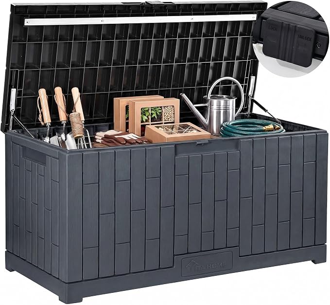 YITAHOME 120 Gallon Large Deck Box, Garden Tools, Pool Supplies, Easy Assembly - Image 8