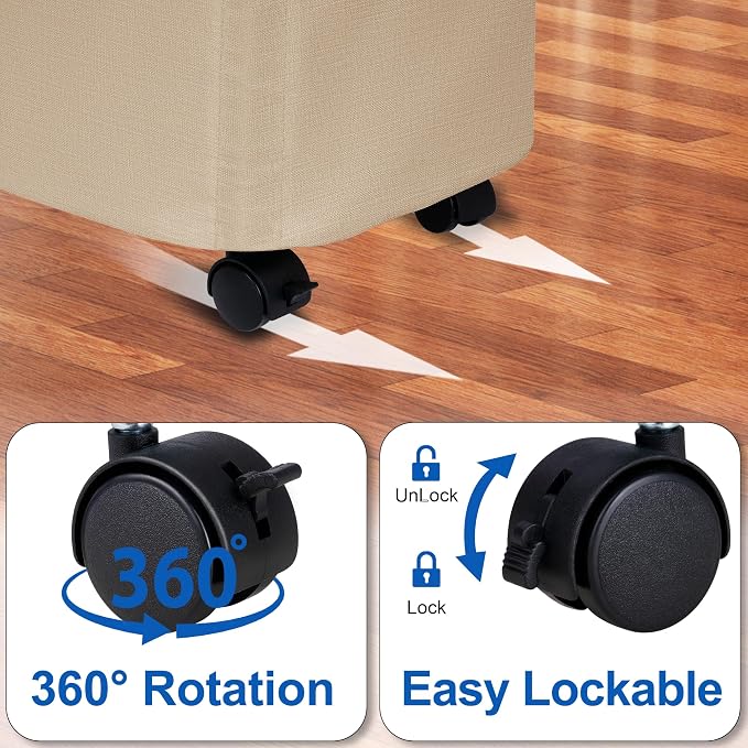 Slim Laundry Hamper with Wheels, 15 Gal Rolling Laundry Basket with lid and - Image 4