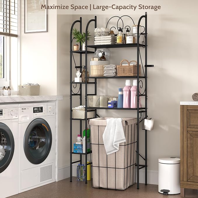 7-Tier Over the Toilet Storage Rack, Heavy-Duty Metal Bathroom Organizer - Image 4