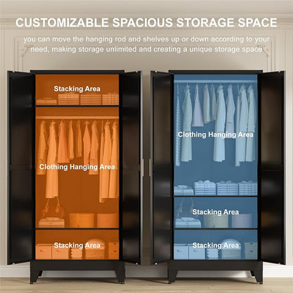 71" Tall Metal Wardrobe Closet - Image 4