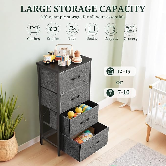 4 Drawers Dresser for Bedroom Fabric Storage Tower - Image 5
