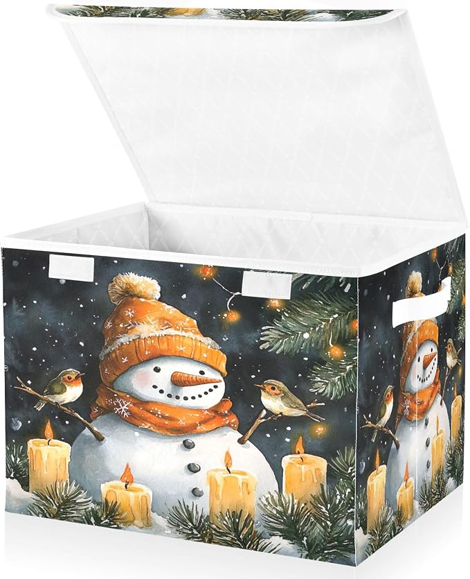 Watercolor Snowman Storage Bins - Image 2